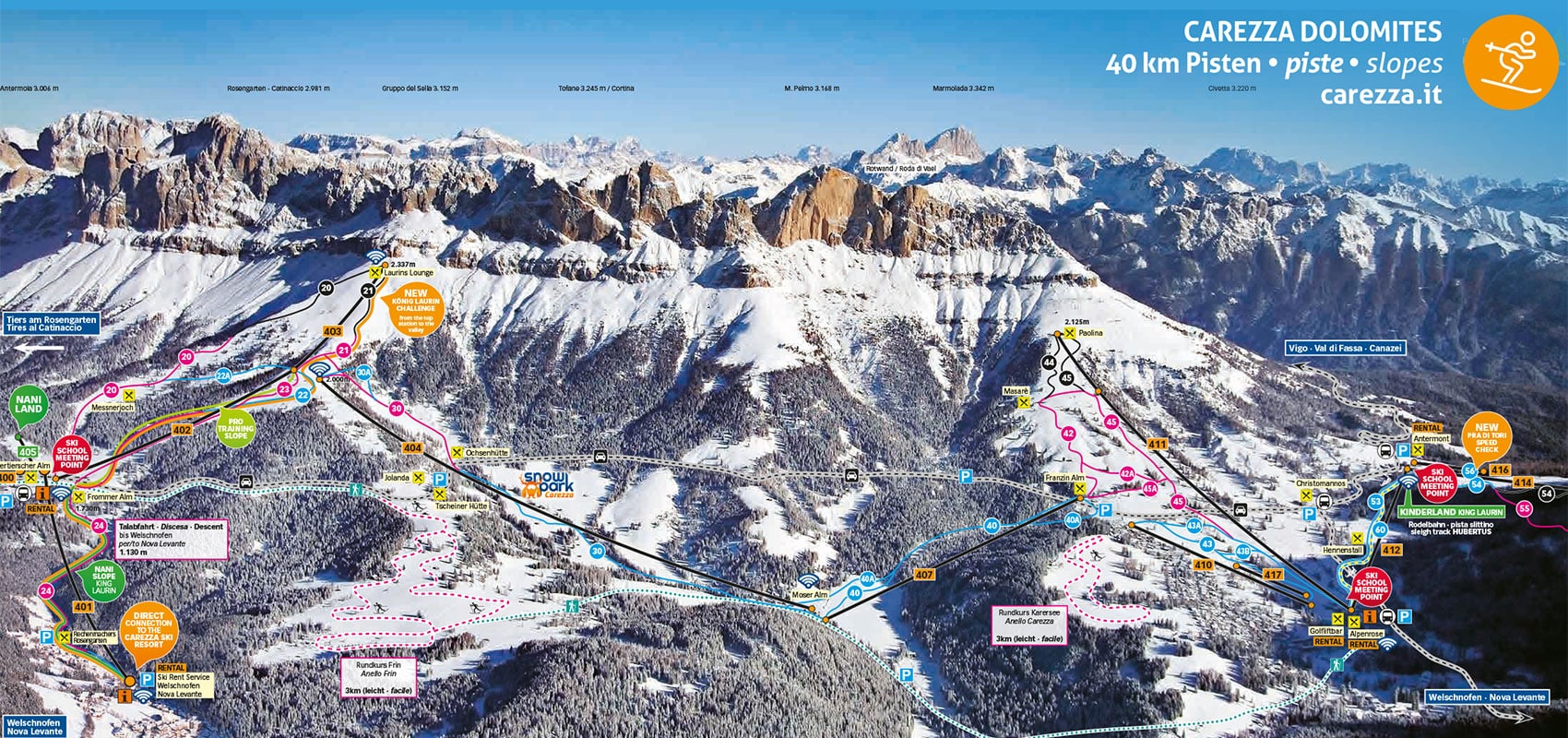 Ski map Carezza
