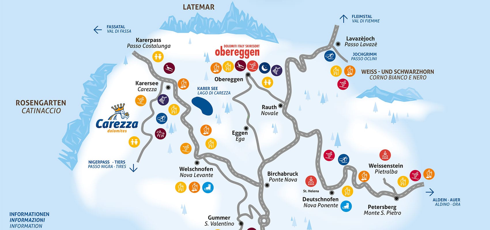 Ski map Latemar Ronda