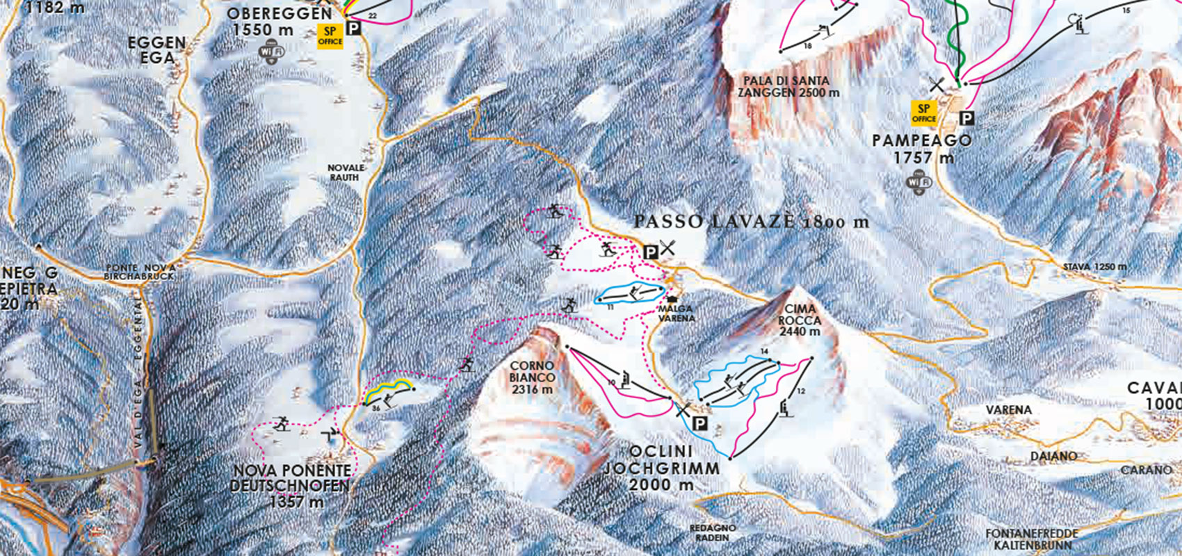 Ski map Lavaze Jochgrimm